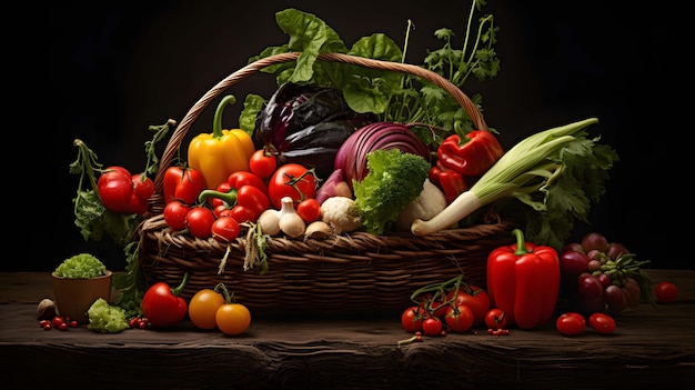 Fresh organic vegetables in the basket