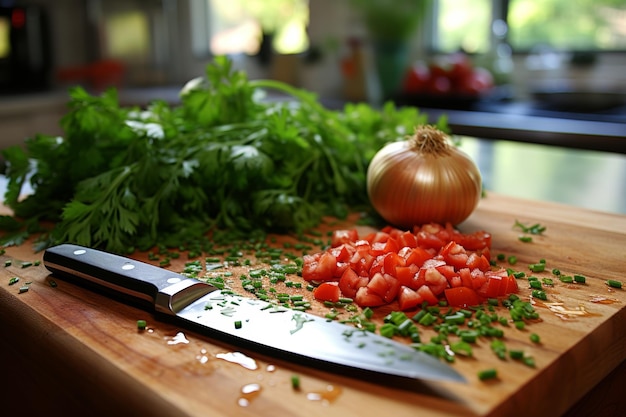 Fresh organic vegetables on clean kitchen board ready for healthy and delicious homemade meal