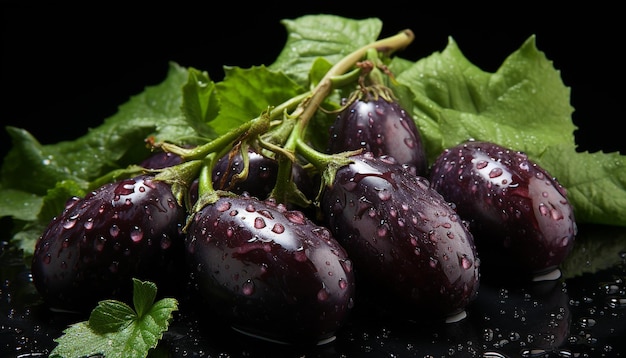 Fresh organic vegetables ripe fruit healthy eating on wooden table generated by artificial intelligence