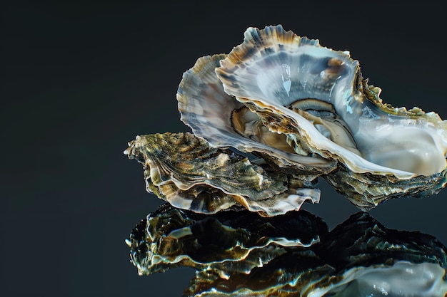 Fresh Oysters on a Black Background Perfect for Seafood Menus