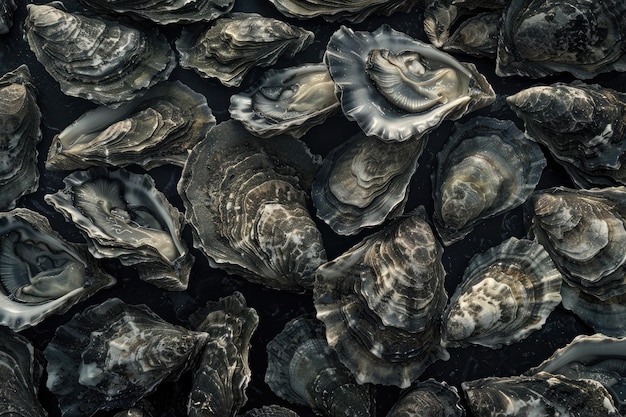 Fresh Oysters on a Black Background Perfect for Seafood Menus