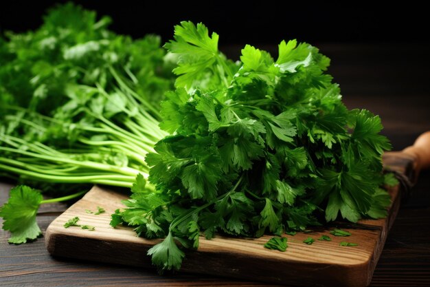 Fresh Parsley on Cutting Board