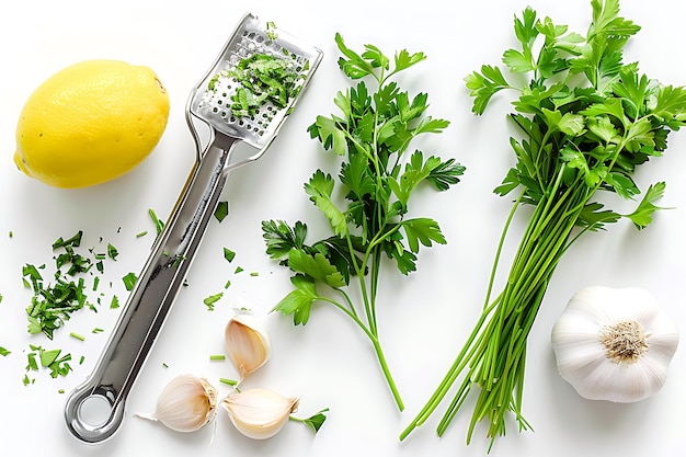 Fresh Parsley Garlic and Lemon Ingredients for a Delicious Meal