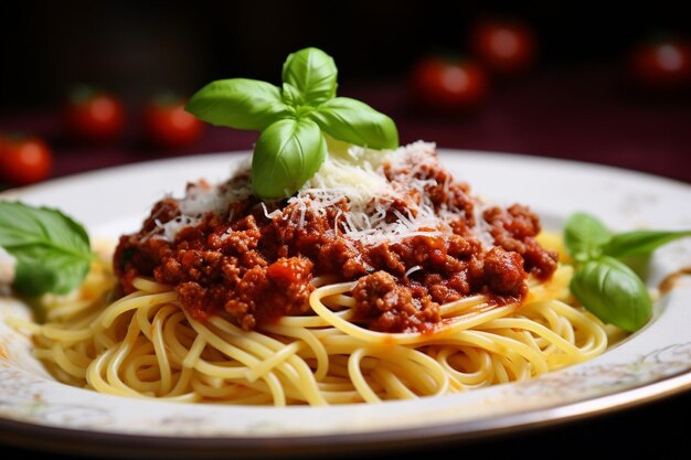 Fresh pasta with hearty bolognese and parmesan cheese