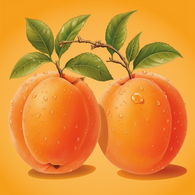 Fresh Peach Illustration on Plain Background