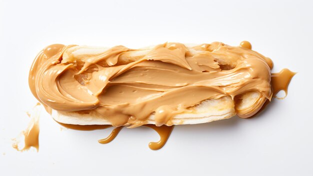 Fresh peanut butter on a white background