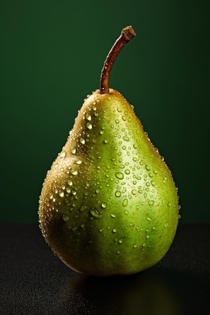 Fresh pear with drops of water Generative AI