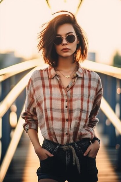 fresh photo of a woman model with sunglasses