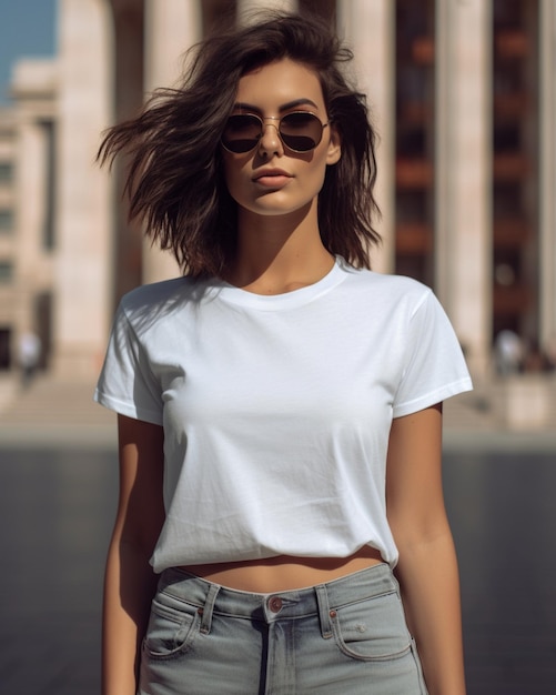 fresh photo of a woman model with sunglasses