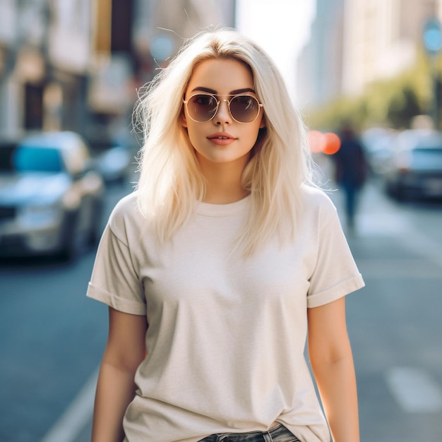 fresh photo of a woman model with sunglasses