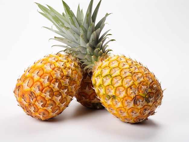 Fresh Pineapples on White Background High Resolution