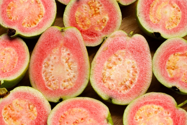 Fresh pink guava. Close up