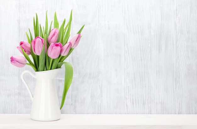 Fresh pink tulip flowers bouquet