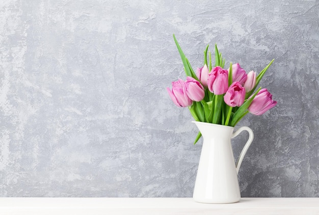 Fresh pink tulip flowers bouquet