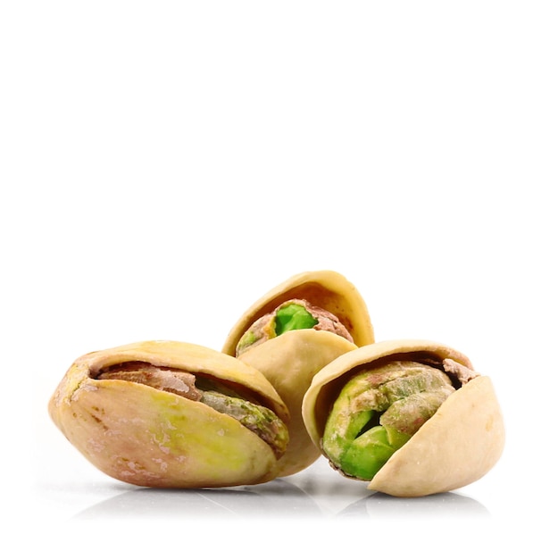 Fresh pistachio on white background