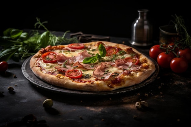 Fresh pizza photo Delicious pizza on the table and enjoying meal