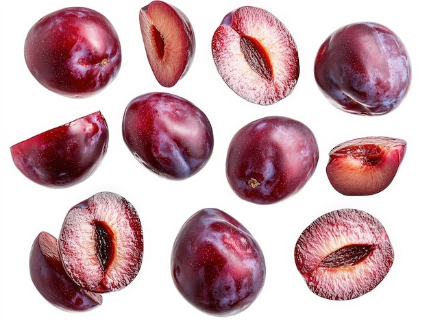 Photo fresh plums isolated on white background