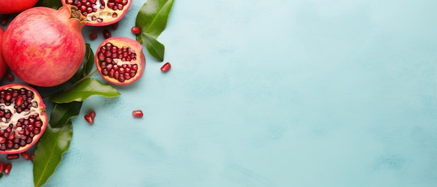 Fresh pomegranate fruit on pastel background