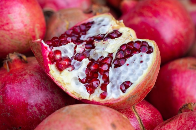 Fresh pomegranates in the market