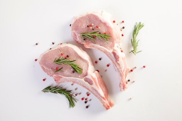 Fresh pork chop on white background