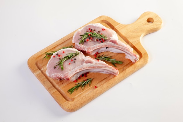 Fresh pork chop on white background