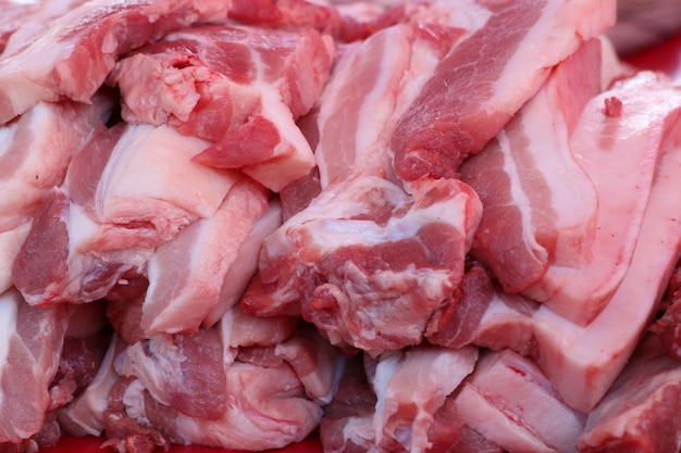 fresh pork meat in market