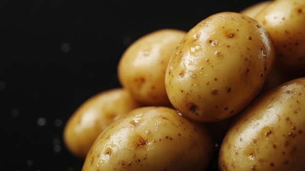 Photo fresh potatoes on black background