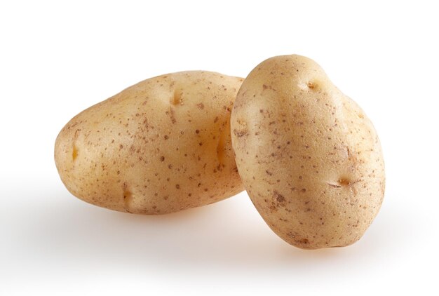 Fresh potatoes isolated on white background with clipping path