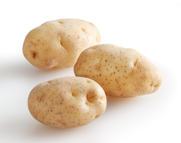 Fresh potatoes isolated on white background with clipping path