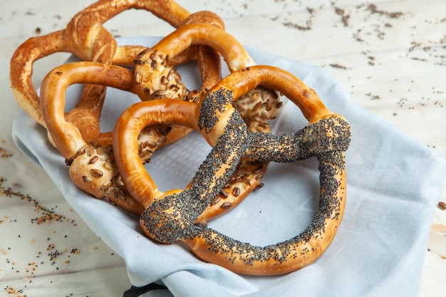 Fresh prepared homemade soft pretzels