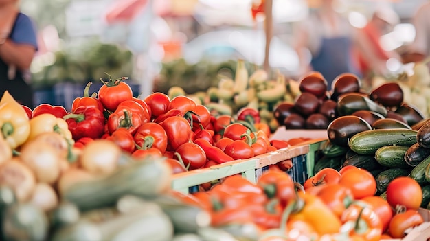 Photo fresh produce displayed at a local farmers market