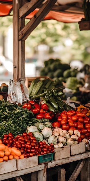 Photo fresh produce at a farmers market