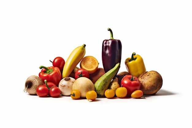 Fresh Produce Isolated on White Background