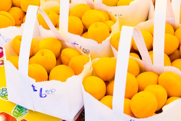 Fresh produce on sale at the local farmers market.