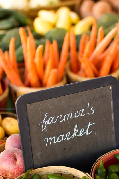 Fresh produce on sale at the local farmers market.