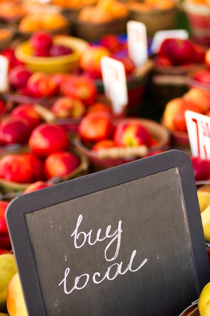 Fresh produce on sale at the local farmers market.