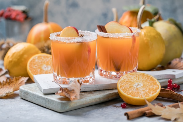 Fresh pumpkin juice in a glass