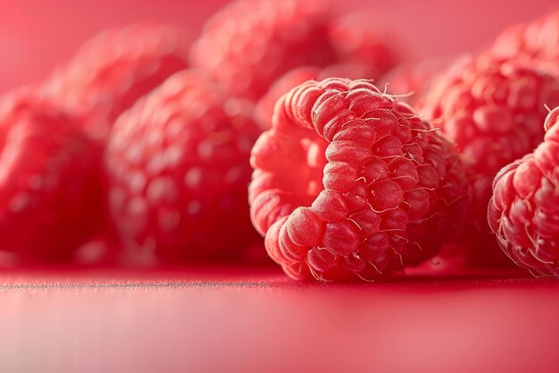 Photo fresh raspberries on red background