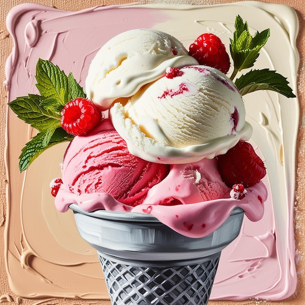 Fresh raspberry Style ice cream