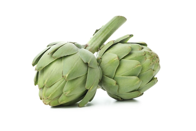 Fresh raw artichoke isolated on white background