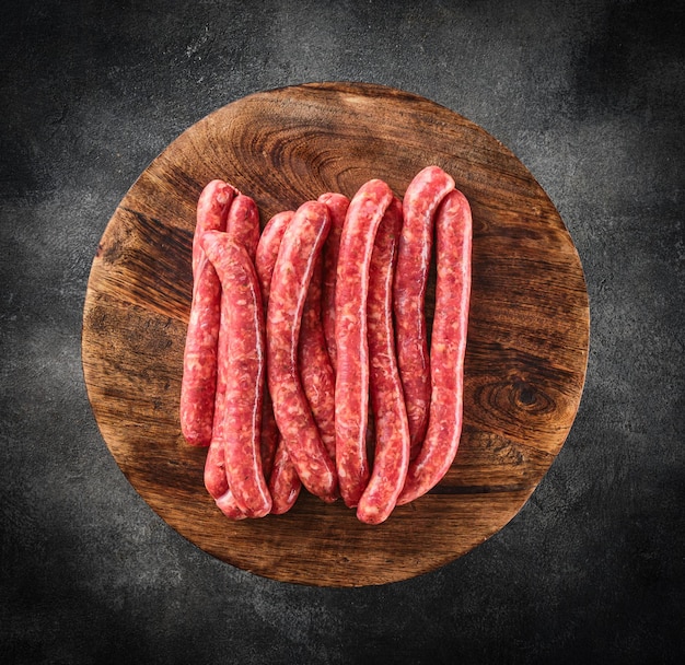 Fresh raw beef sausages German sausages Rinderbratwurst Raw Beef bratwurst