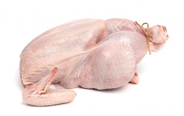 Fresh raw chicken isolated. White meat