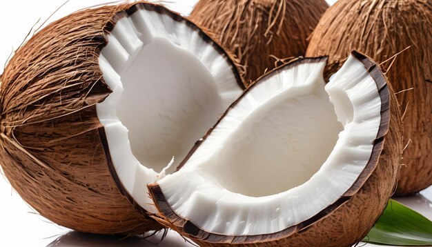 Fresh raw coconut isolated on white background