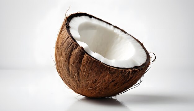 Fresh raw coconut isolated on white background