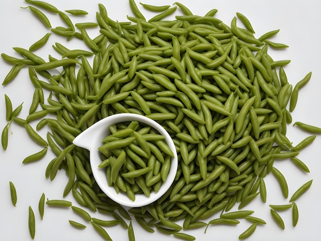 Fresh Raw Green Beans Pile on Transparent Background Organic Vegetable Stack ai image