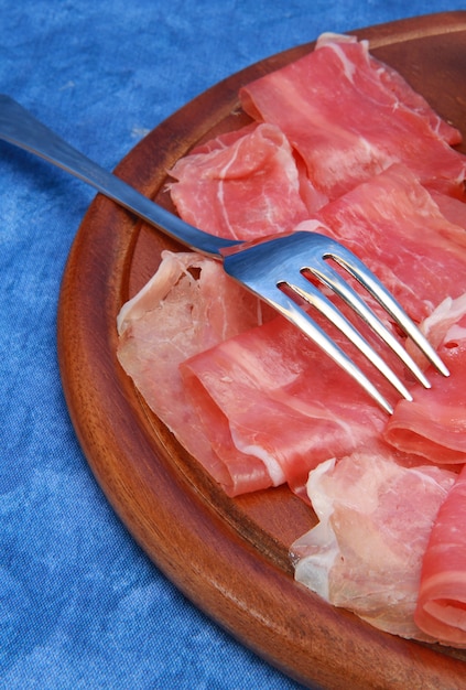 fresh raw ham slices