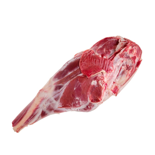 Fresh raw lamb leg isolated on white background