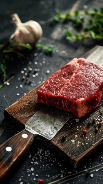 Fresh Raw Marbled Beef Steak Marinated and Ready for Cooking