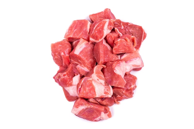 Fresh raw pork pieces isolated