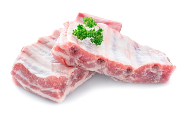 Fresh raw pork ribs isolated on white